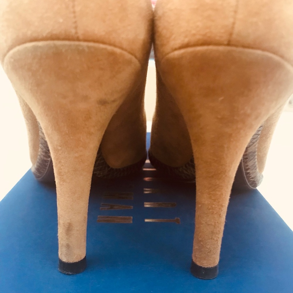 Stuart Weitzman Purist Camel Suede Pamps - image 8